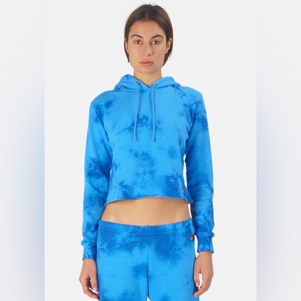 AVIATOR NATION***Tie-Dye Blue Cropped Hoodie***XS $188 - Picture 1 of 3